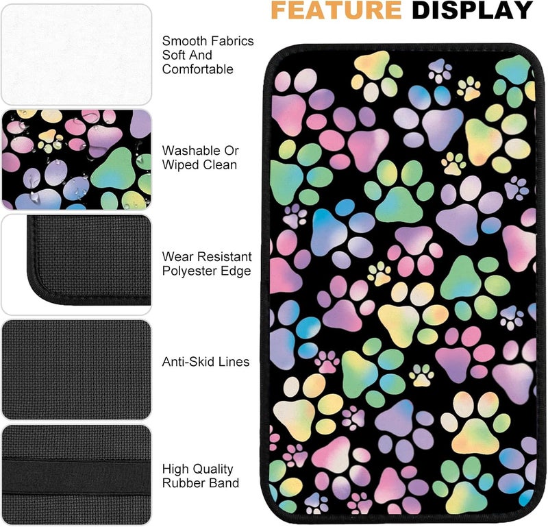 Adastrah Universal Car Center Console Cushion Pad,Dog Paw Print 2 Car Armrest Pad Car Armrest Seat Box Cover Protector for Most Vehicle, SUV, Truck, Car - Image 4
